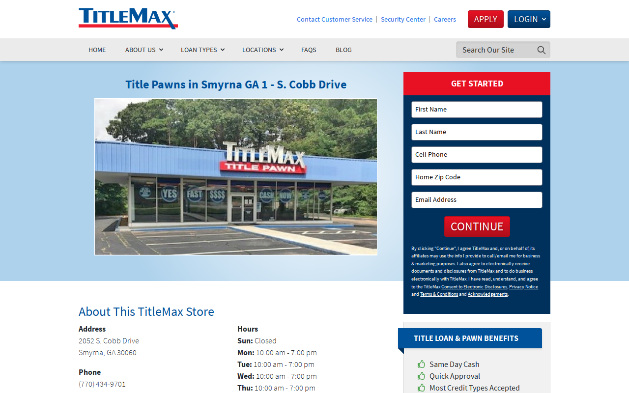 TitleMax Title Pawns website preview
