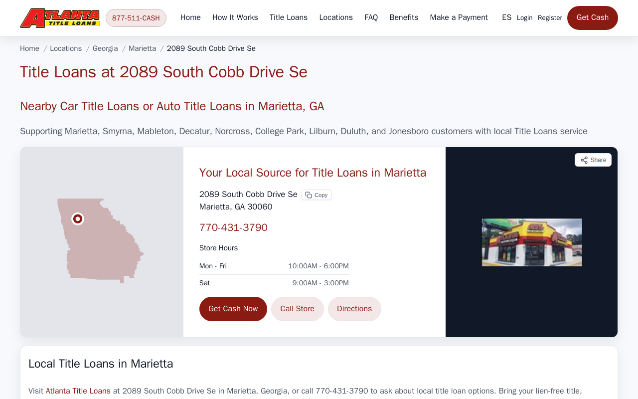 Atlanta Title Loans website preview