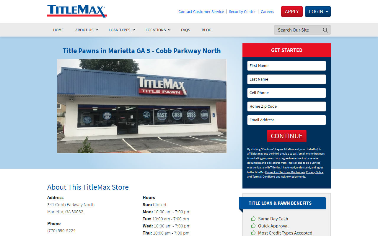 TitleMax Title Pawns website preview