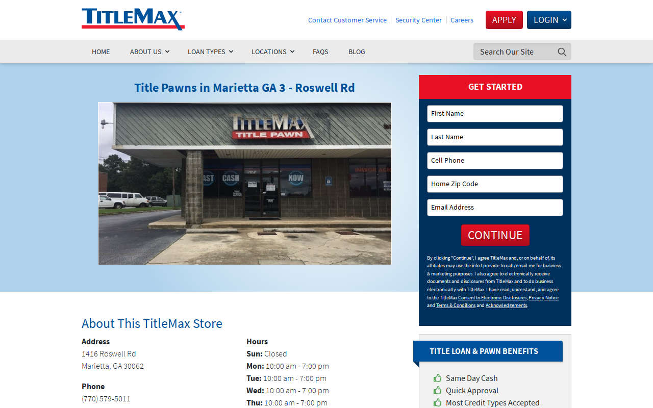 TitleMax Title Pawns website preview