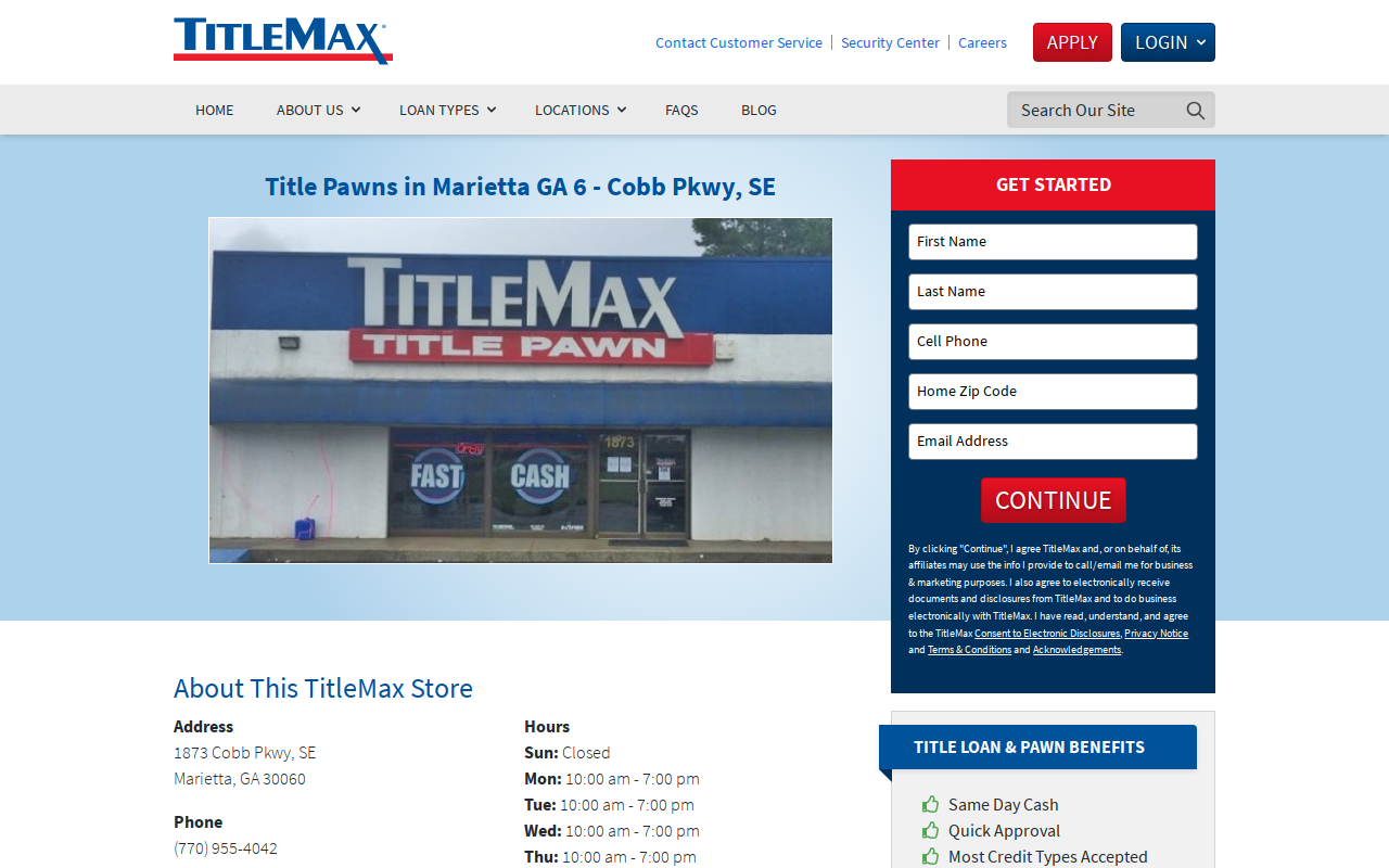 TitleMax Title Pawns website preview