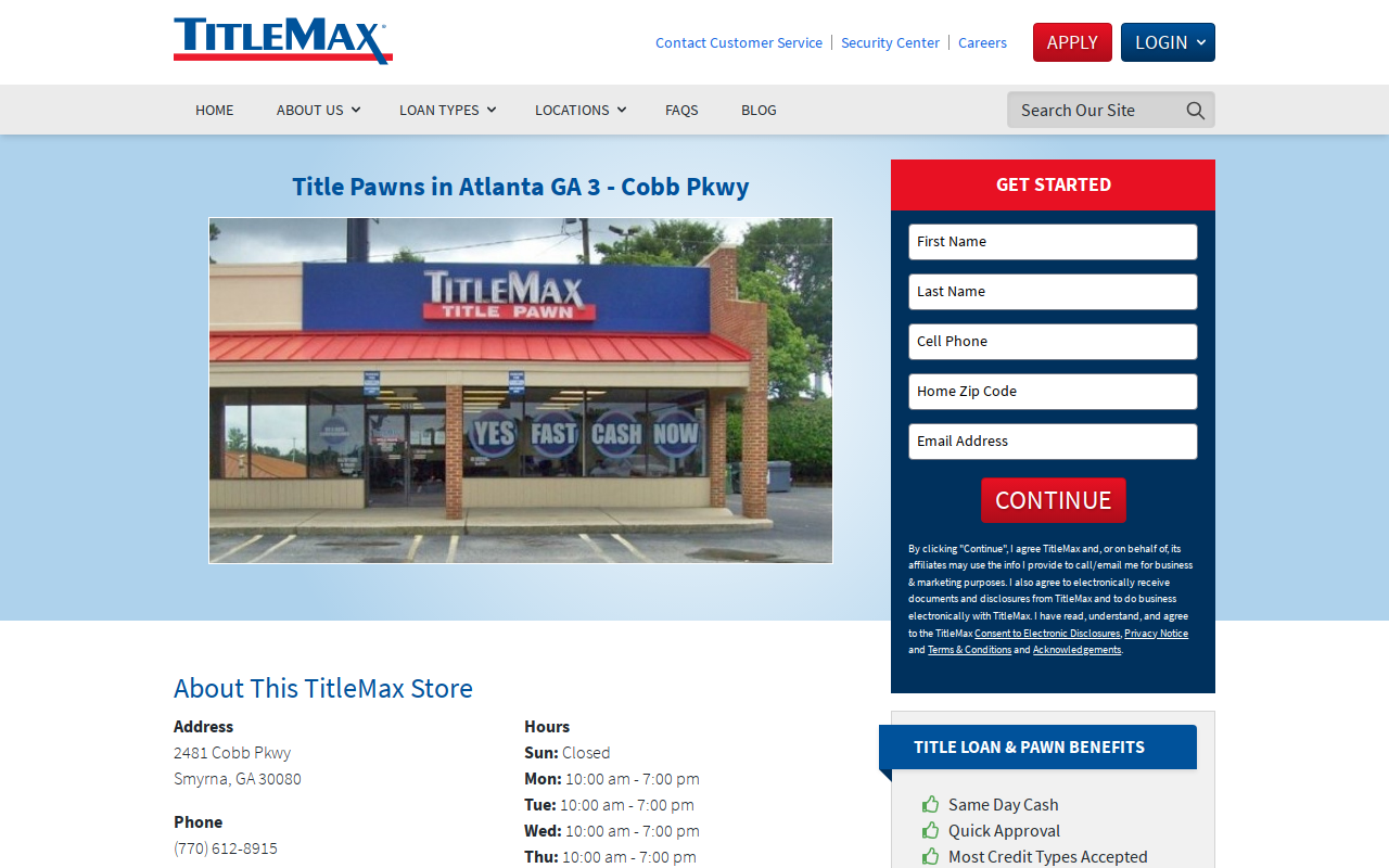 TitleMax Title Pawns website preview