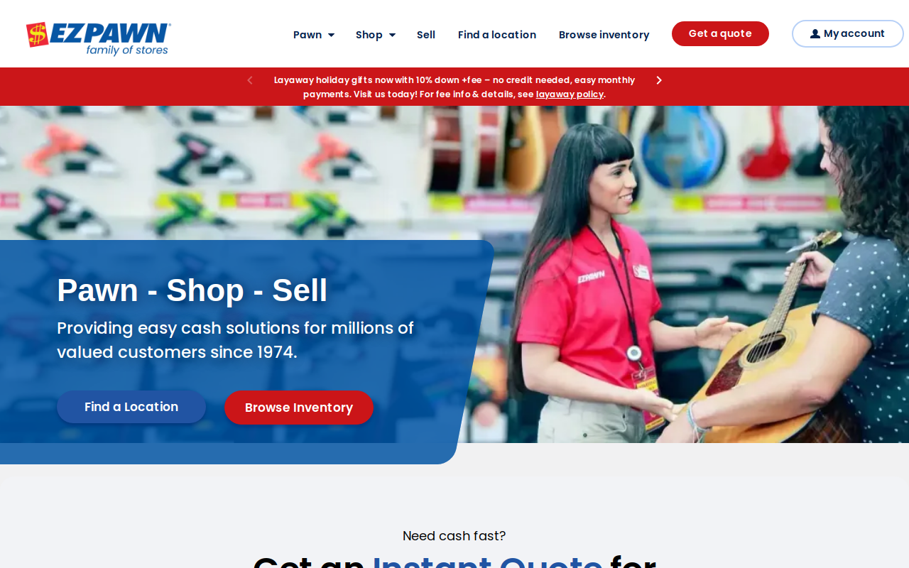 EZ Pawn & Guns website preview