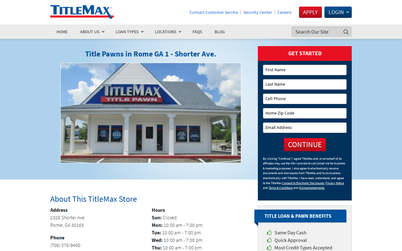 TitleMax Title Pawns website preview