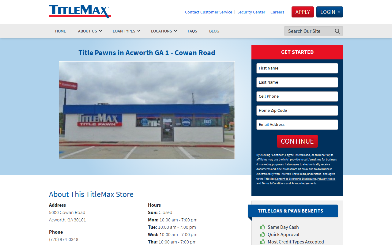 TitleMax Title Pawns website preview