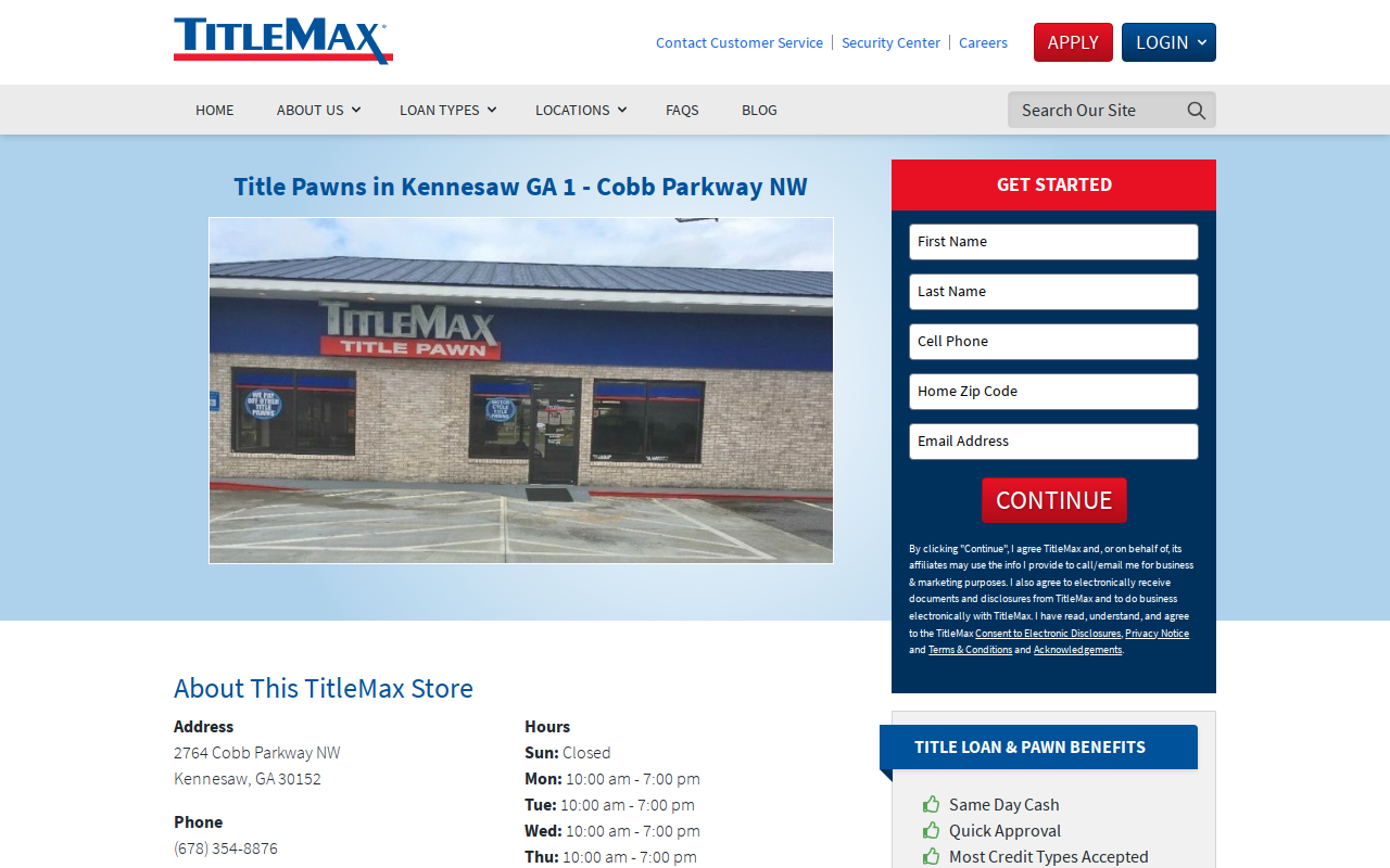 TitleMax Title Pawns website preview