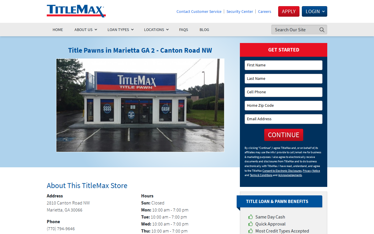 TitleMax Title Pawns website preview