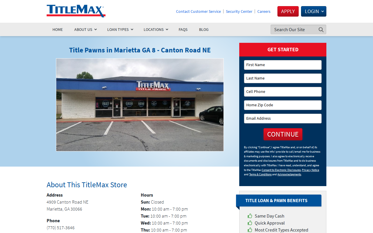 TitleMax Title Pawns website preview