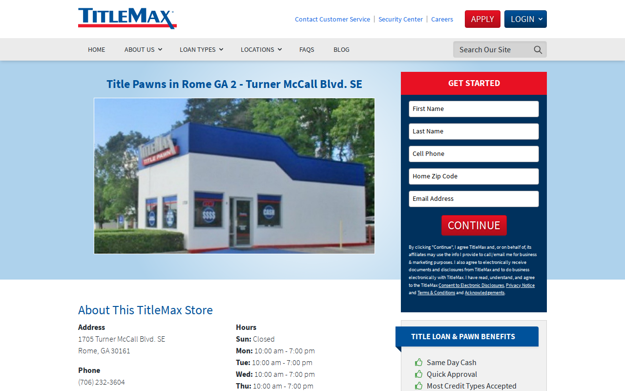 TitleMax Title Pawns website preview