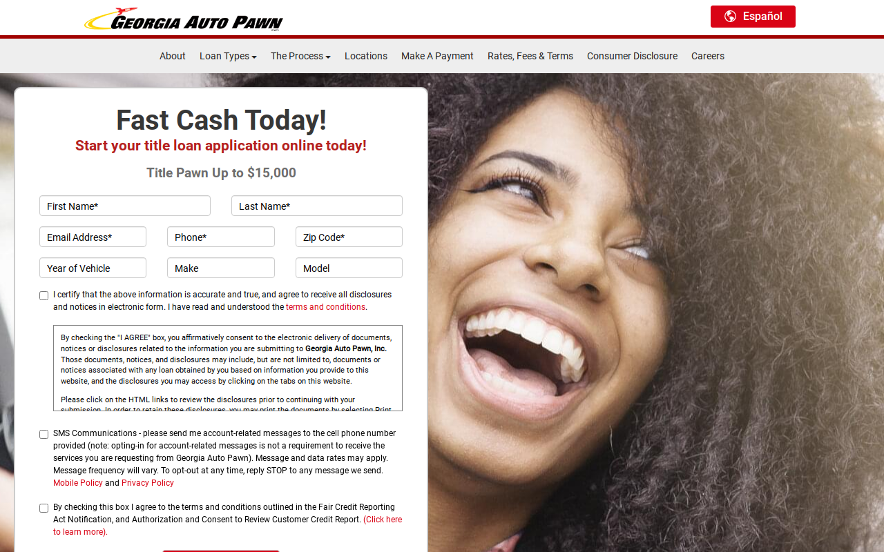 Georgia Auto Pawn, Inc. website preview