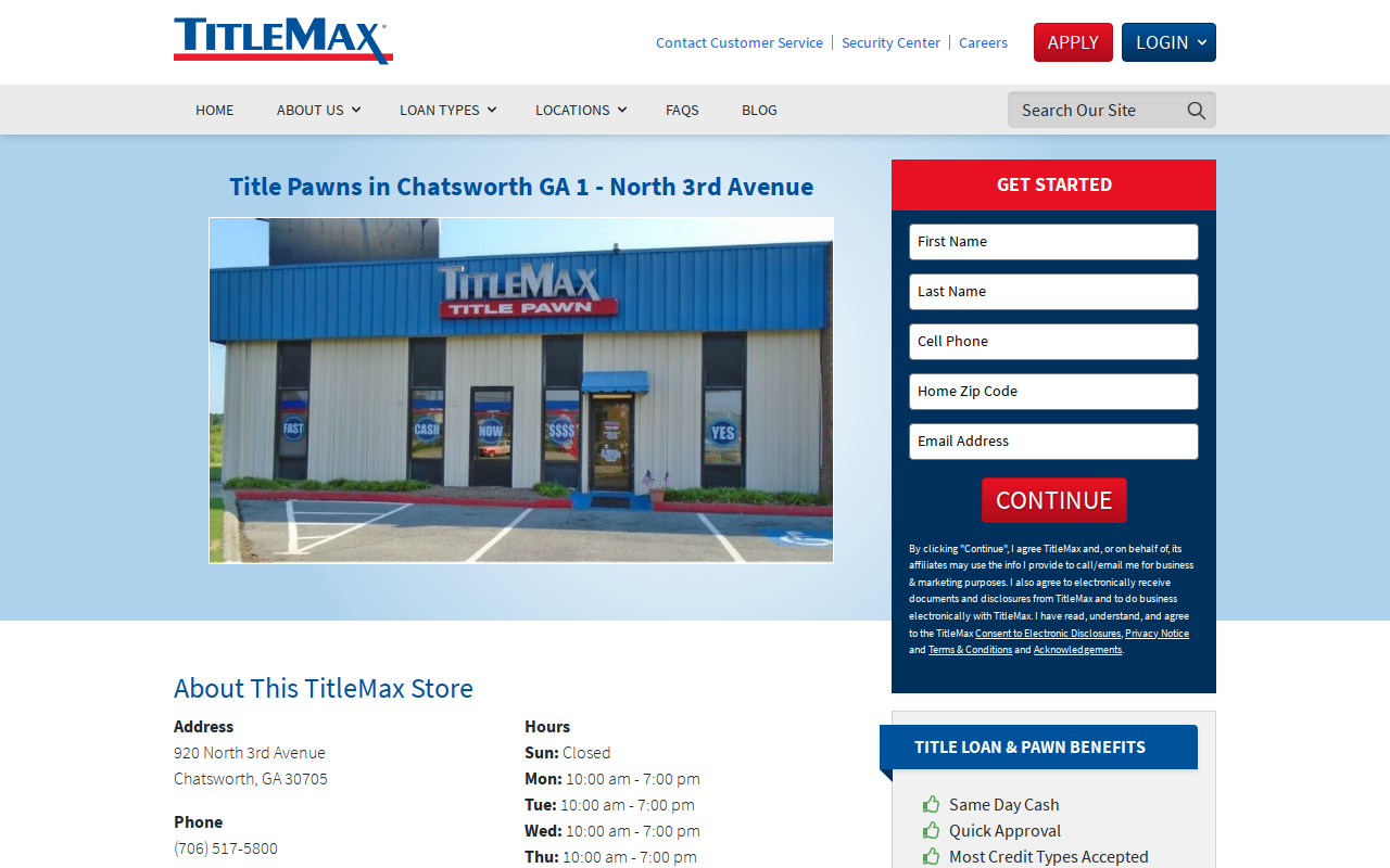 TitleMax Title Pawns website preview