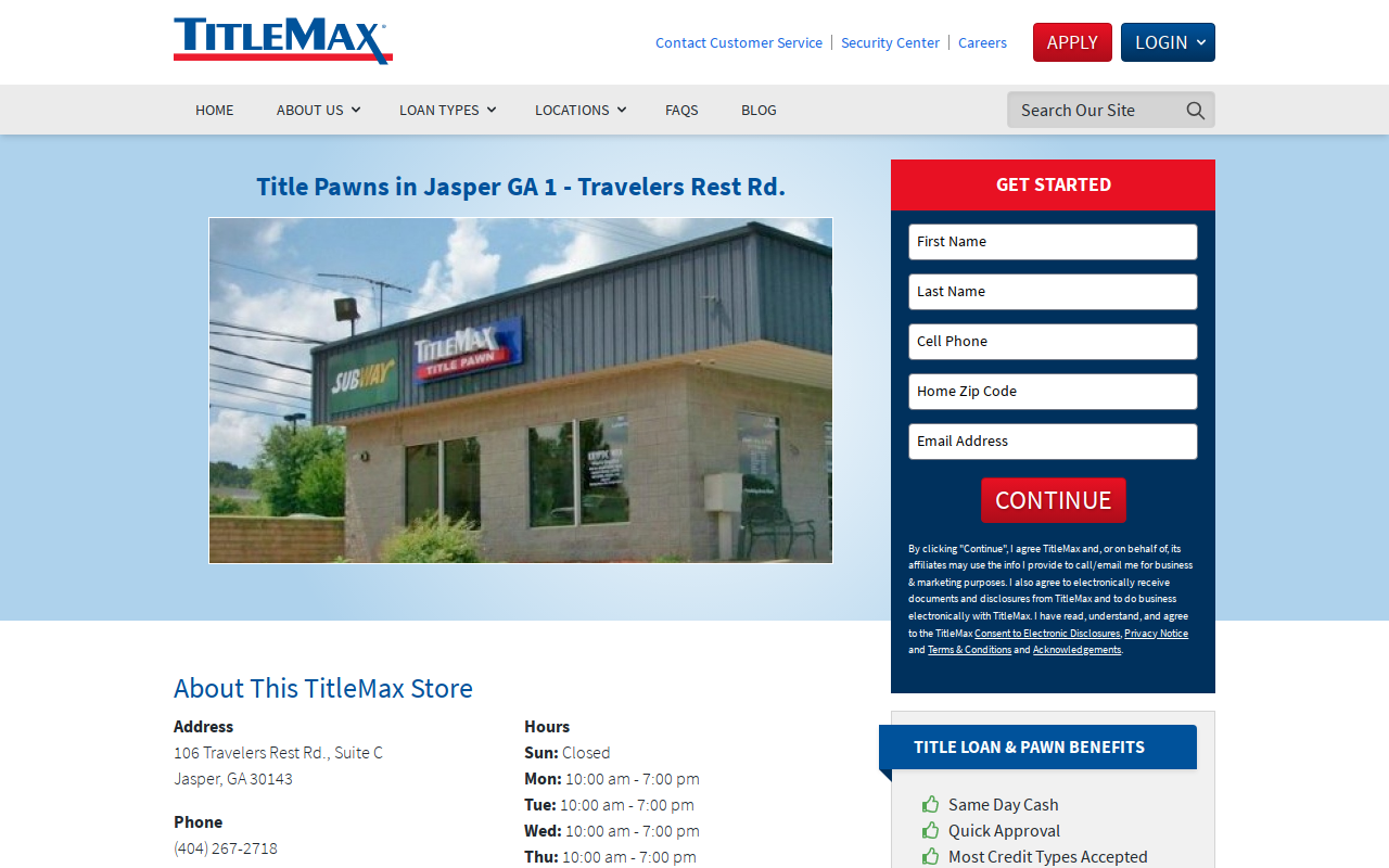 TitleMax Title Pawns website preview