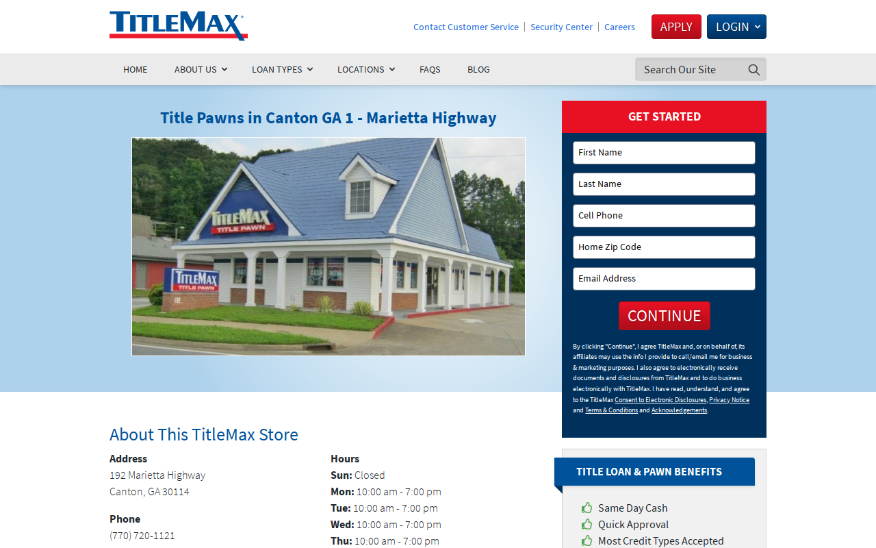 TitleMax Title Pawns website preview