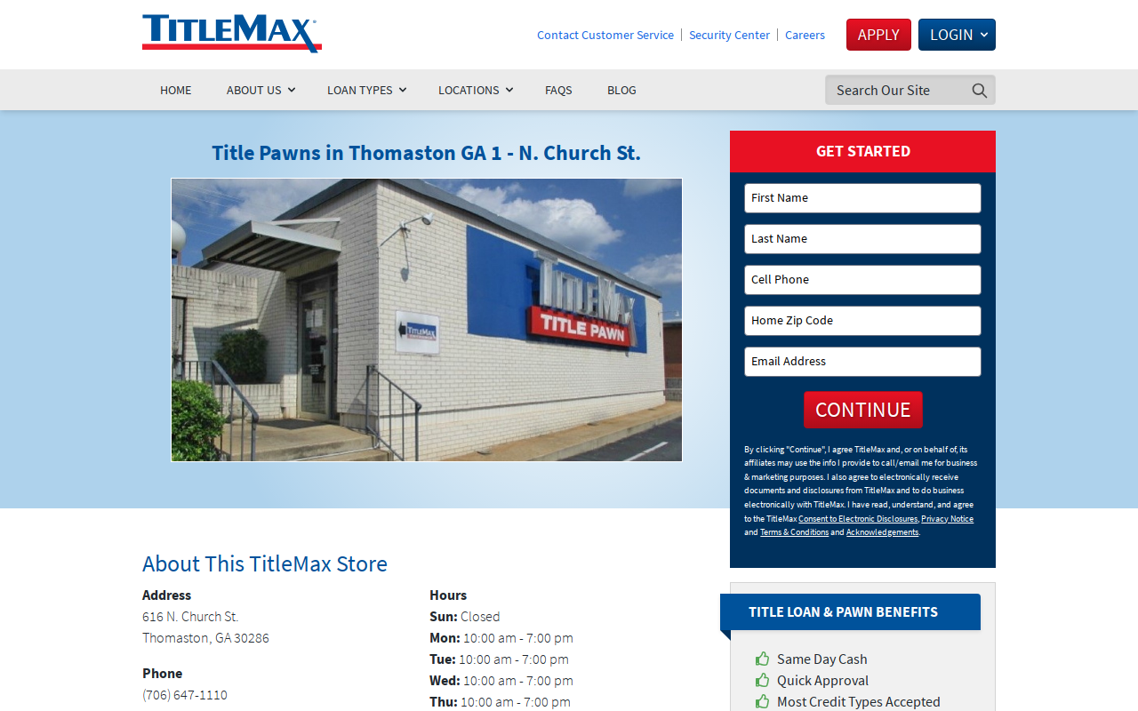 TitleMax Title Pawns website preview