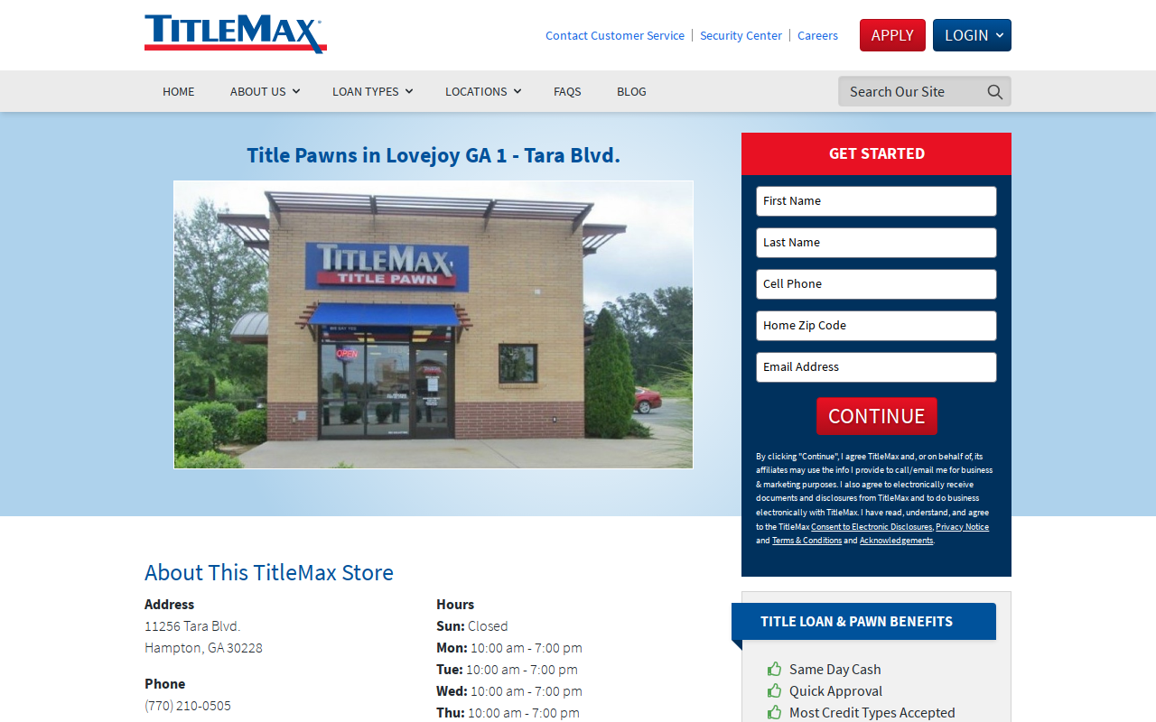 TitleMax Title Pawns website preview