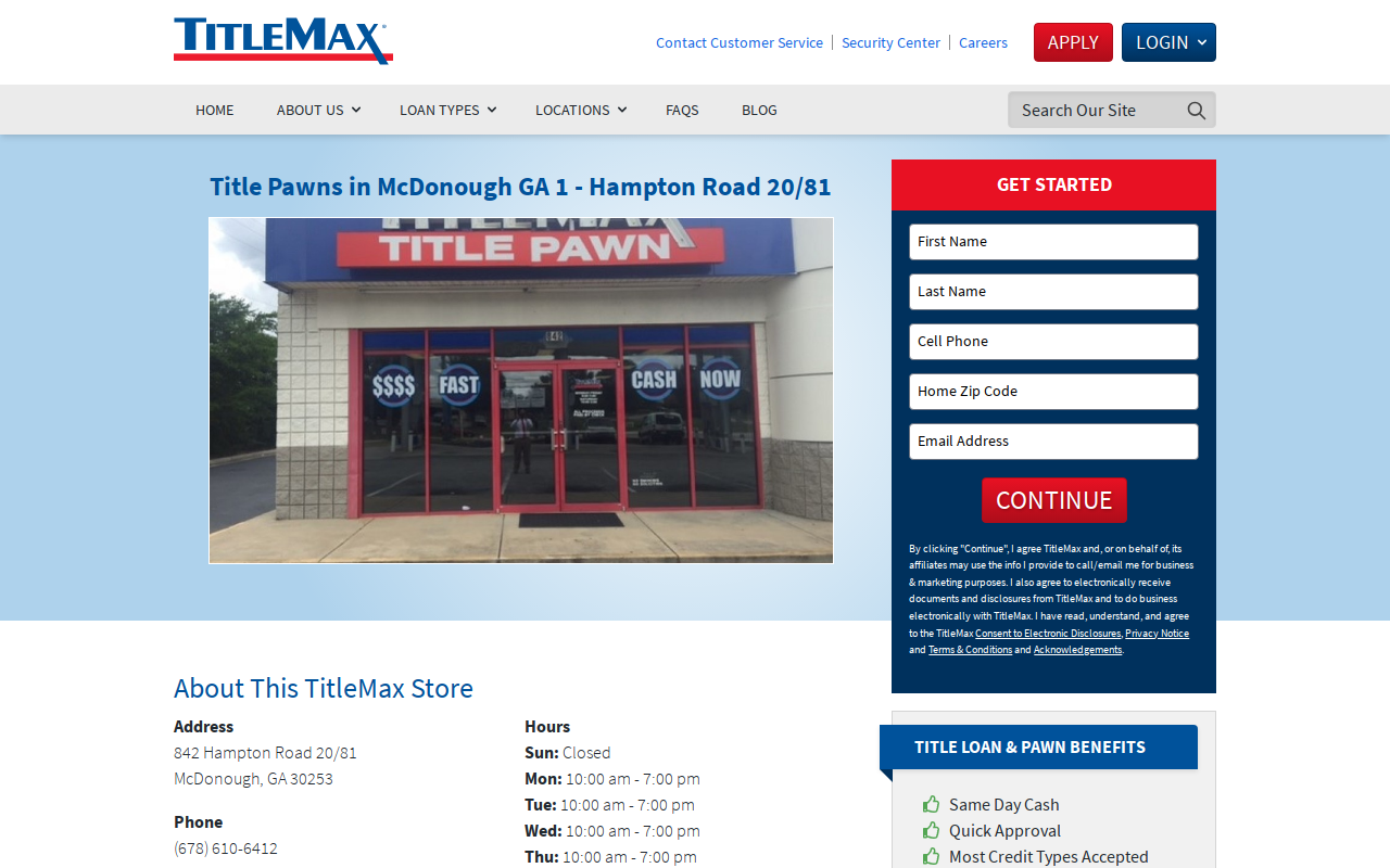 TitleMax Title Pawns website preview
