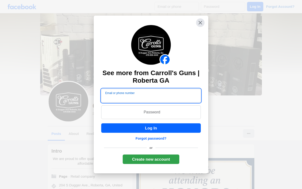 Carroll's Gun and Pawn website preview