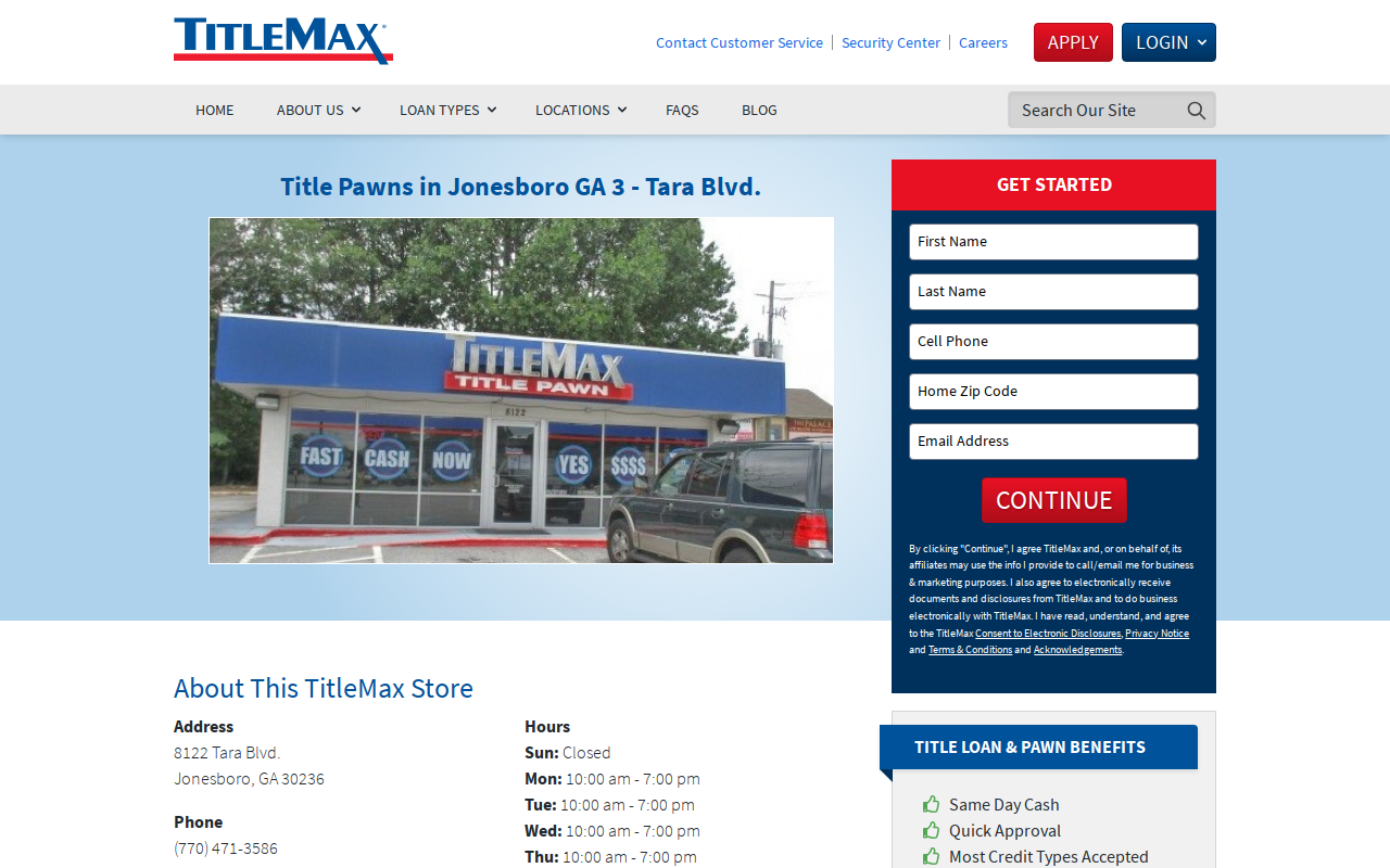 TitleMax Title Pawns website preview