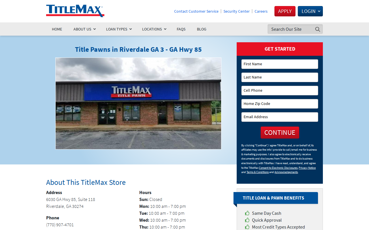 TitleMax Title Pawns website preview