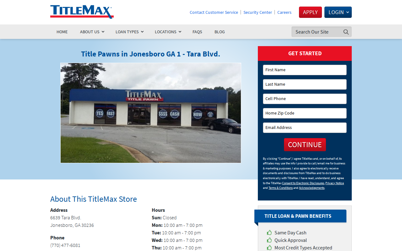 TitleMax Title Pawns website preview