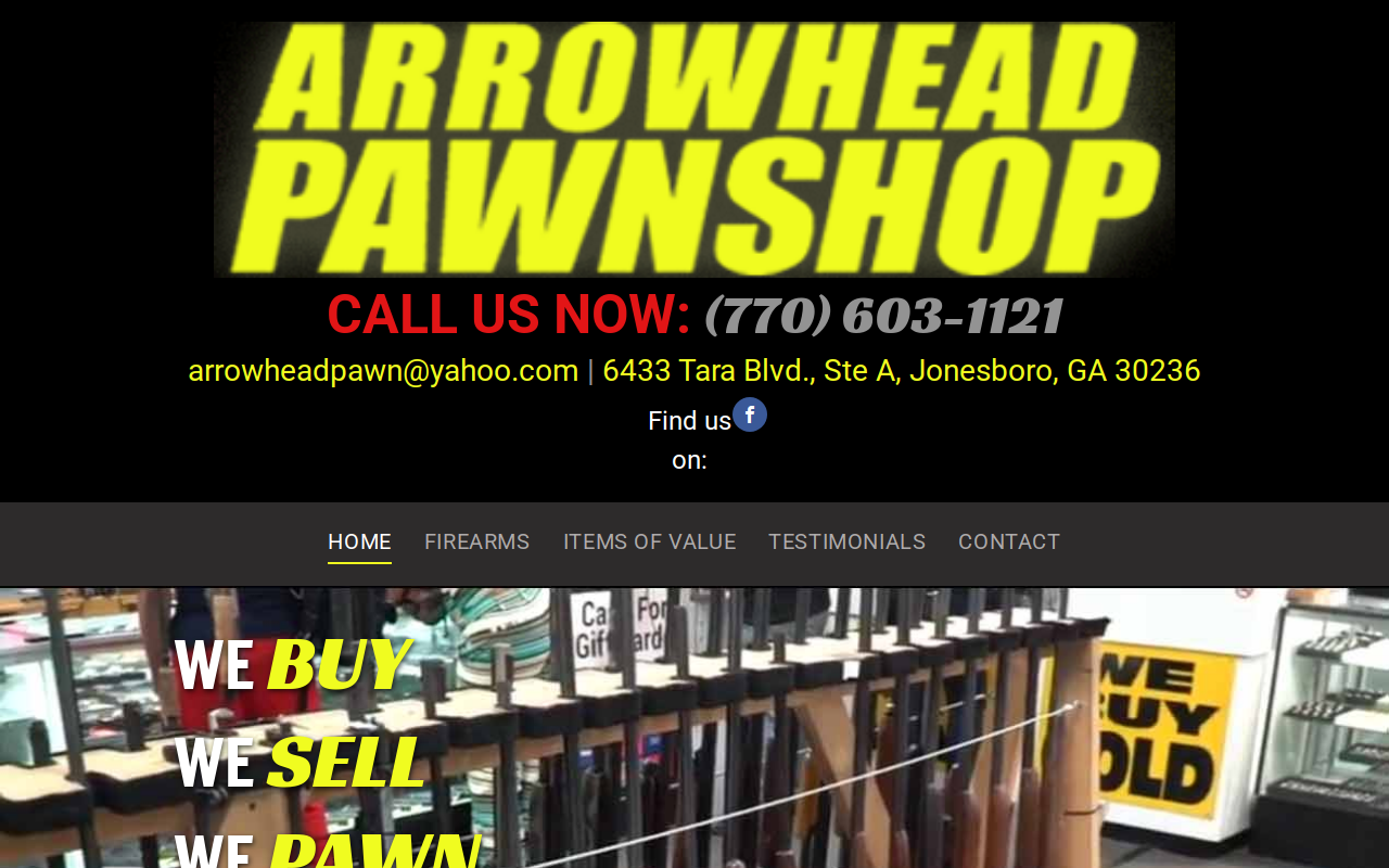 Arrowhead Pawn, Gun & Jewelry website preview