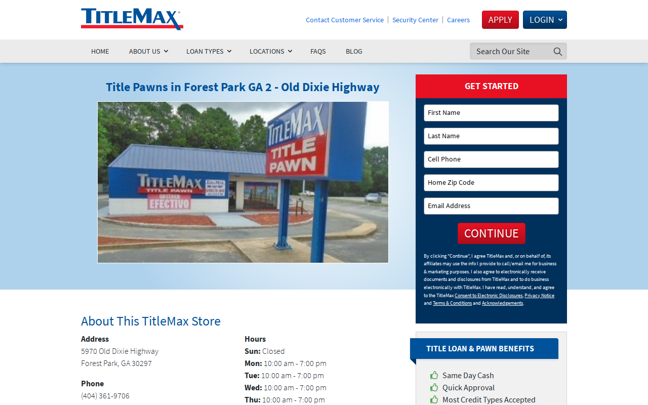 TitleMax Title Pawns website preview