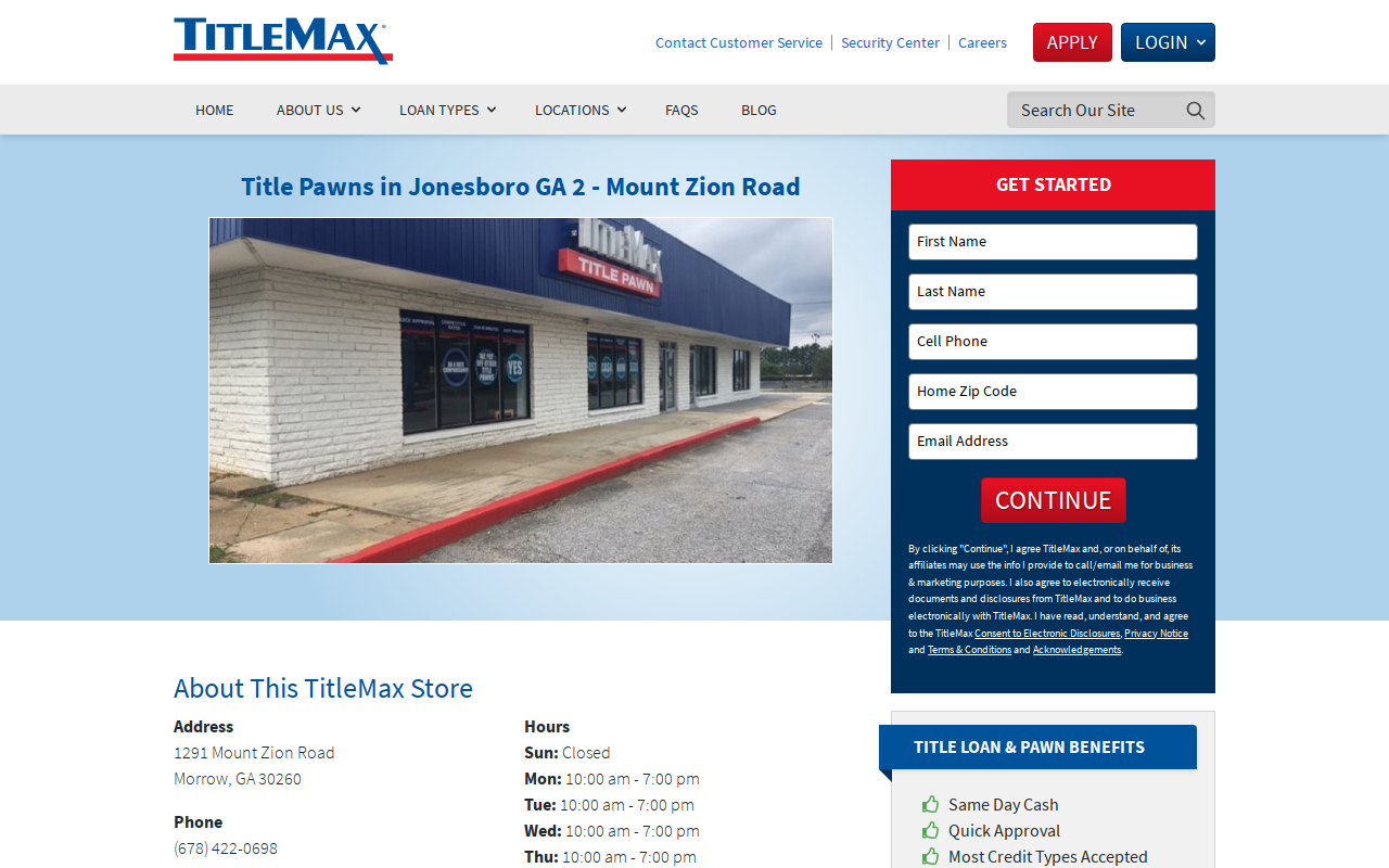 TitleMax Title Pawns website preview