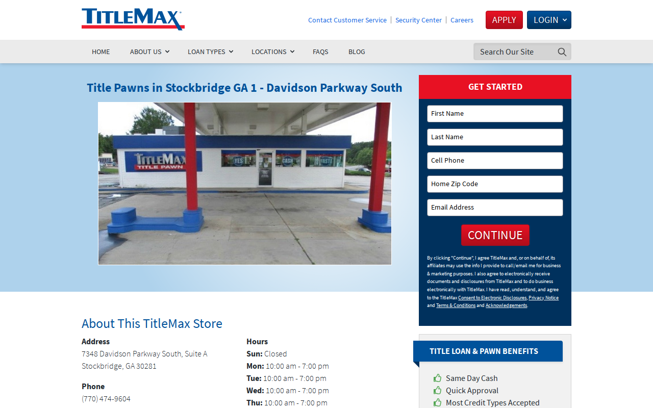TitleMax Title Pawns website preview