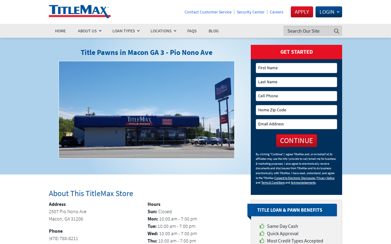 TitleMax Title Pawns website preview