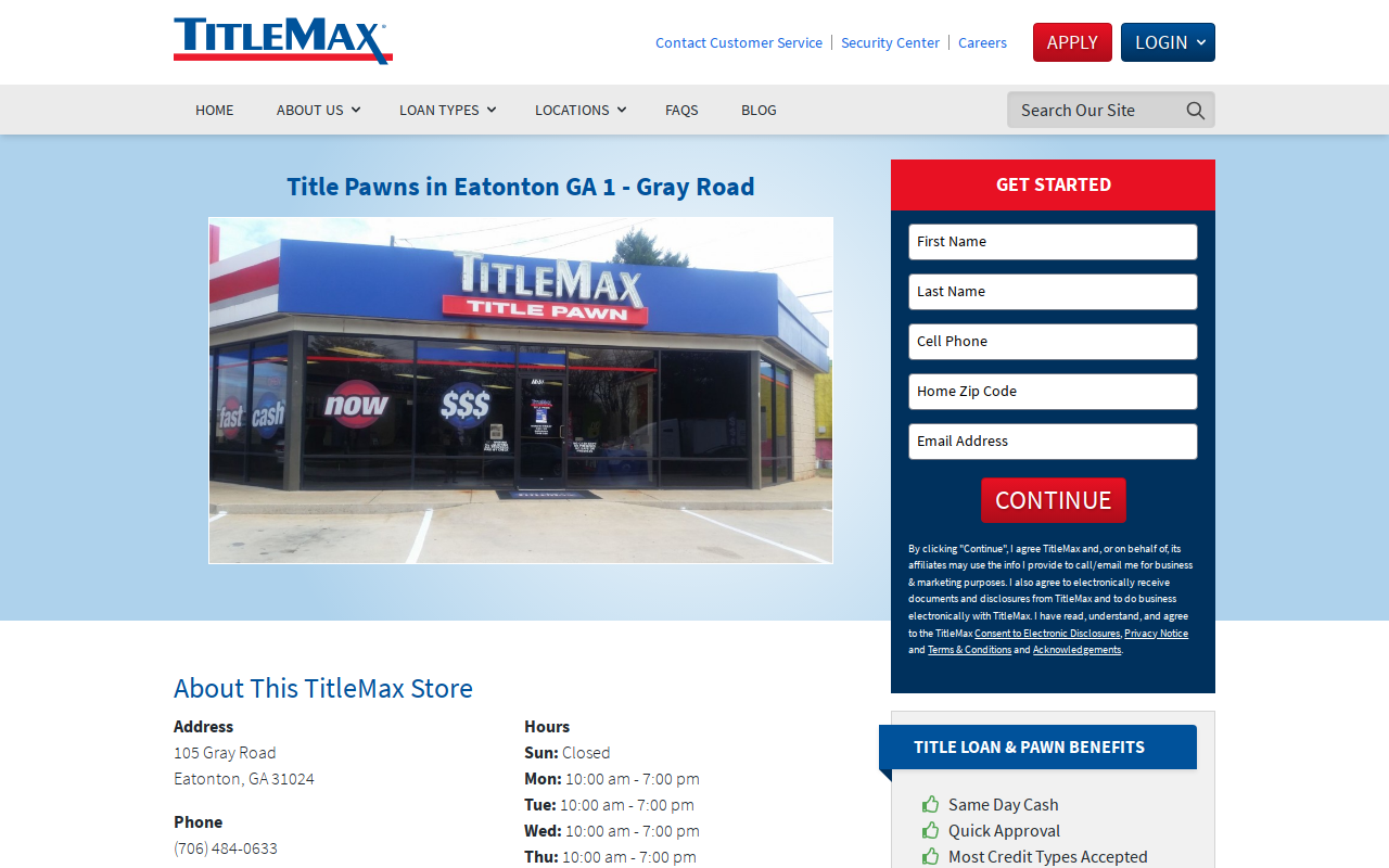 TitleMax Title Pawns website preview