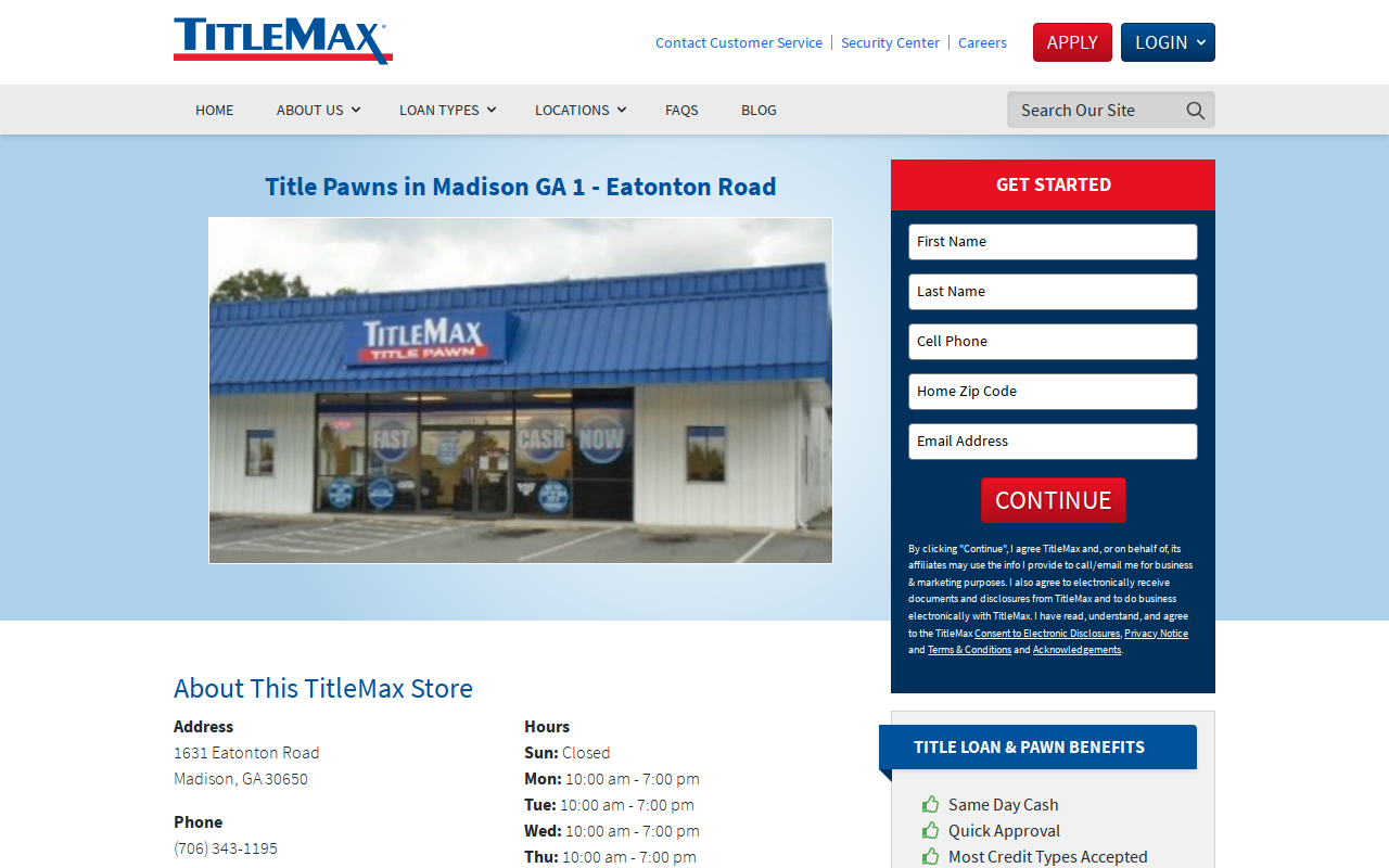 TitleMax Title Pawns website preview