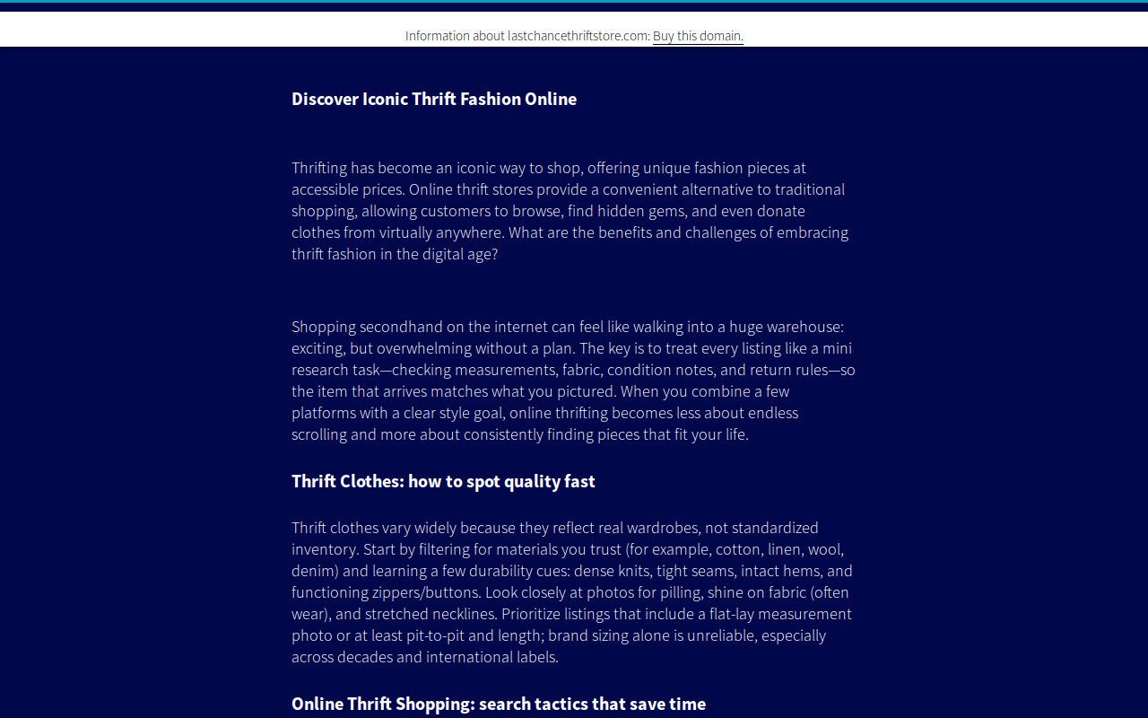 Last Chance Thrift Store website preview