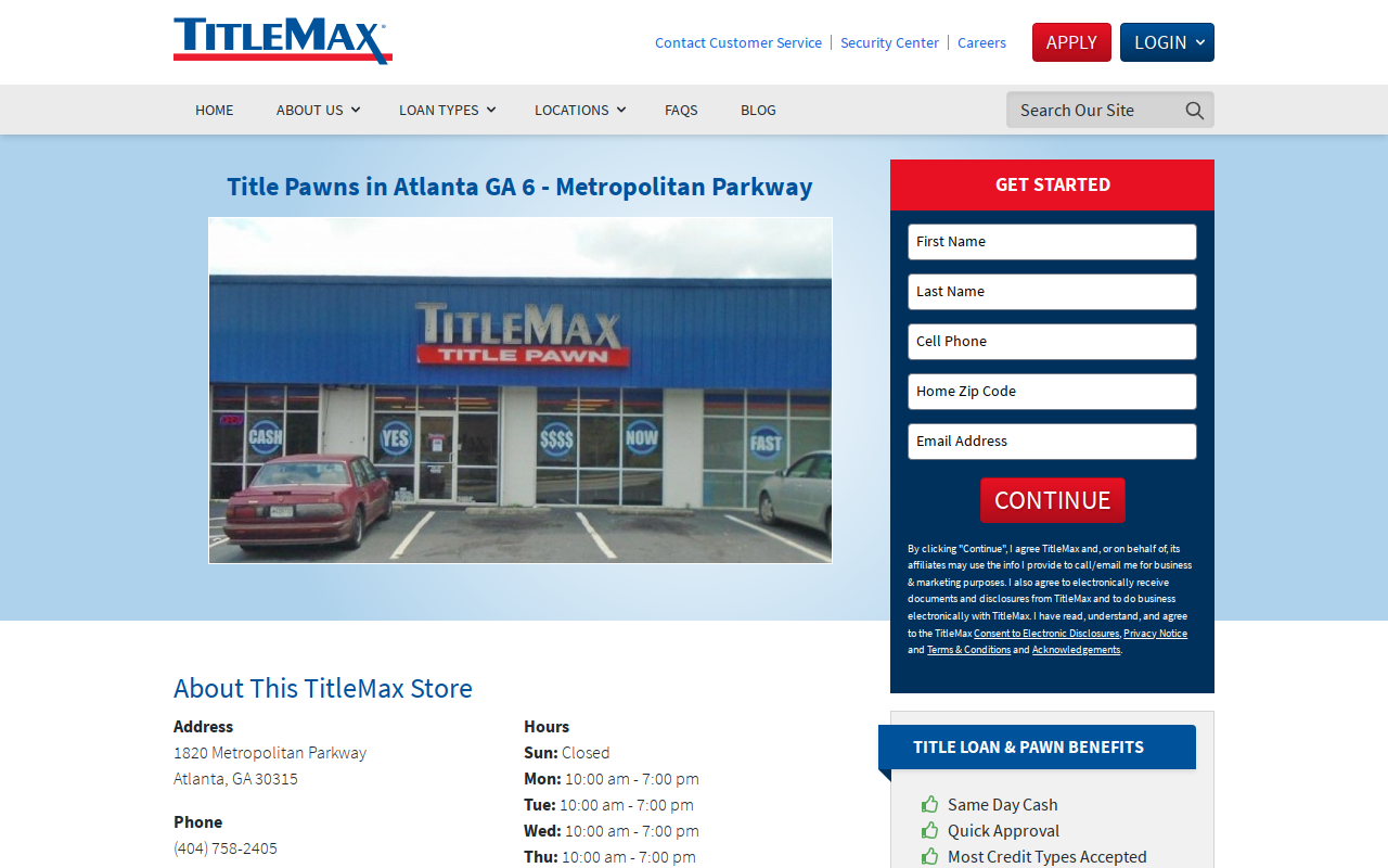 TitleMax Title Pawns website preview