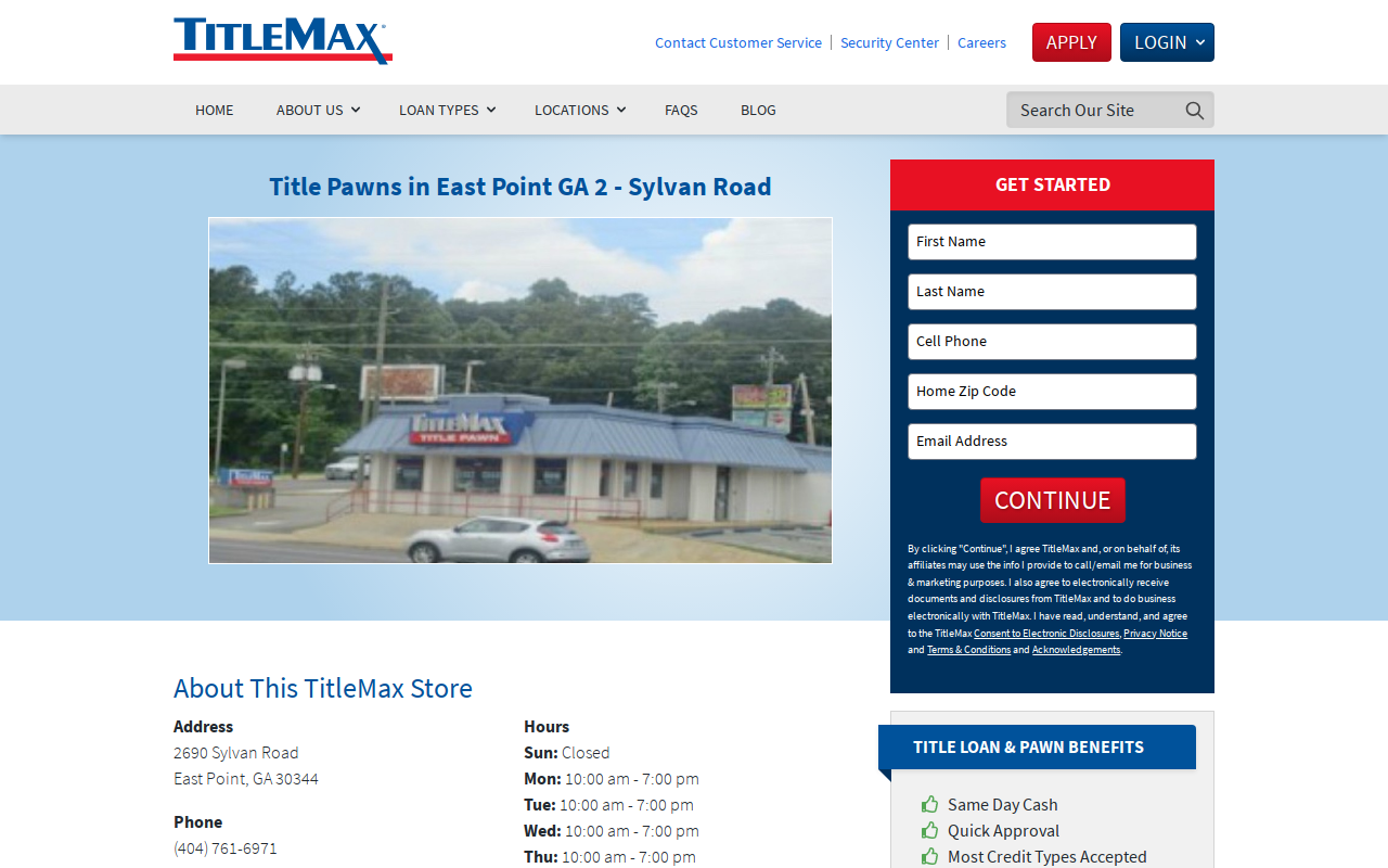 TitleMax Title Pawns website preview