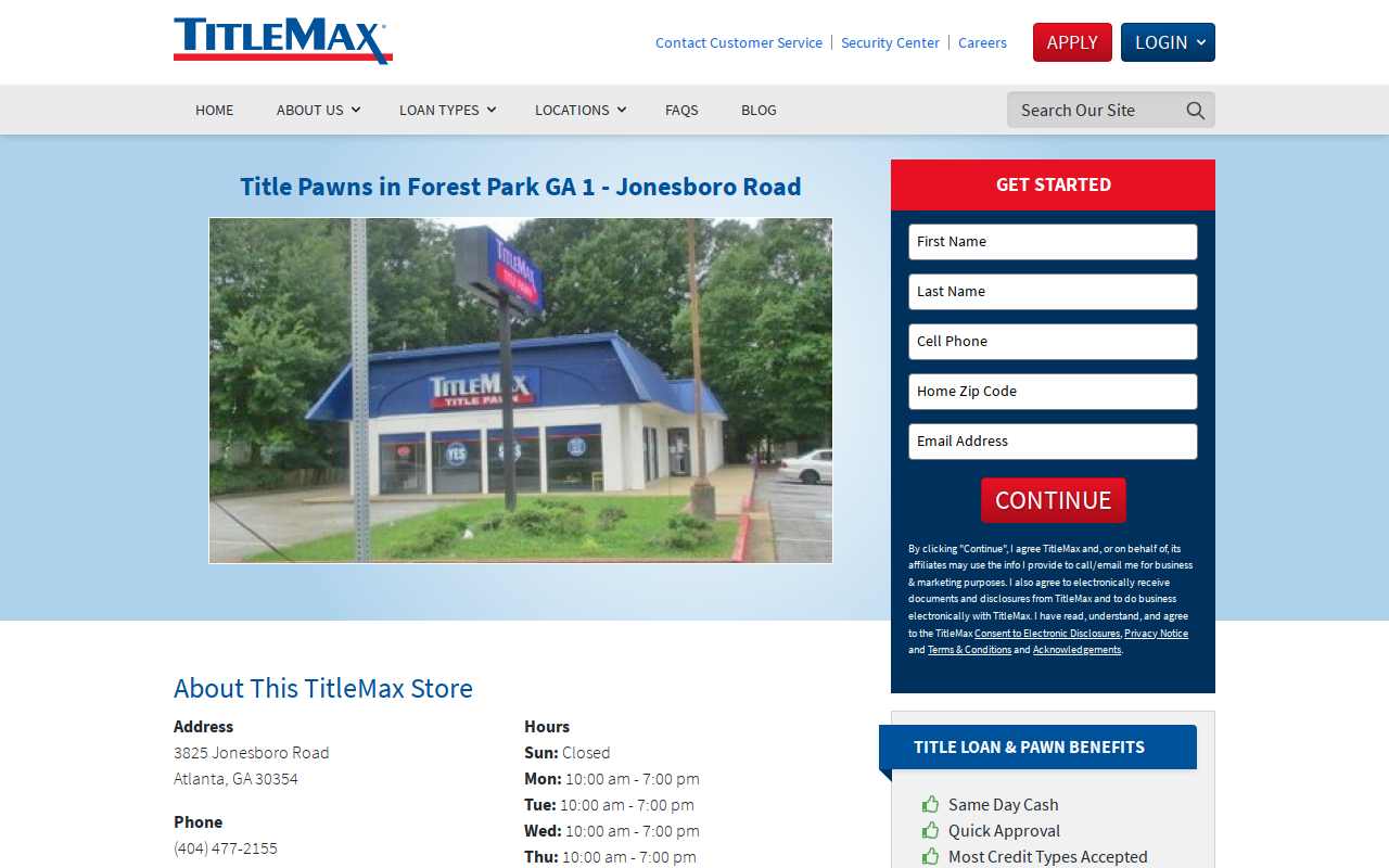 TitleMax Title Pawns website preview