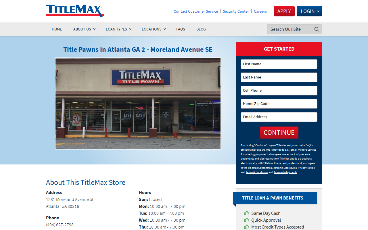 TitleMax Title Pawns website preview