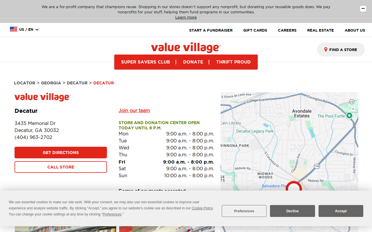 Value Village website preview