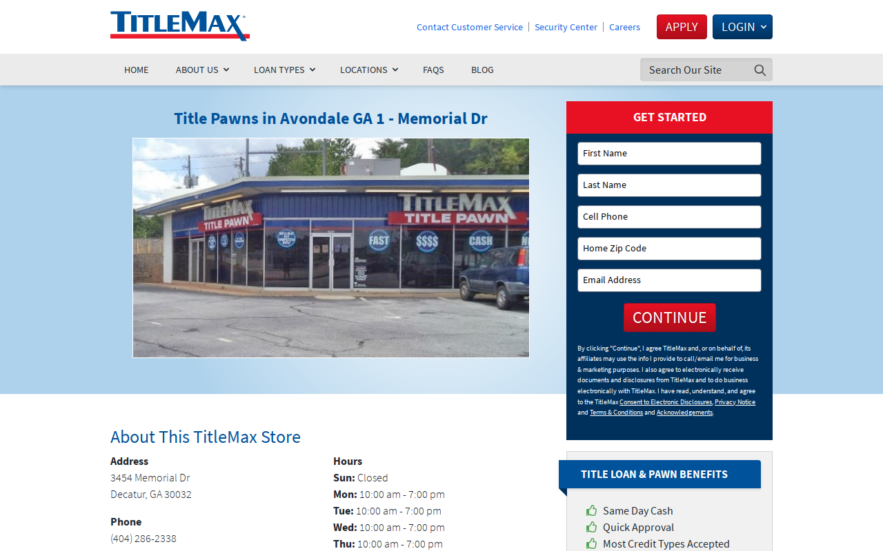 TitleMax Title Pawns website preview