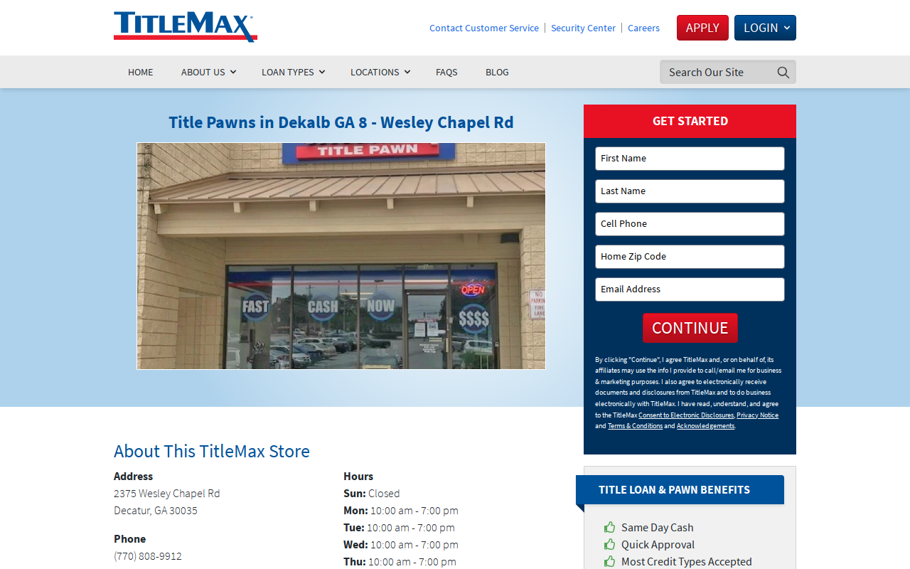 TitleMax Title Pawns website preview