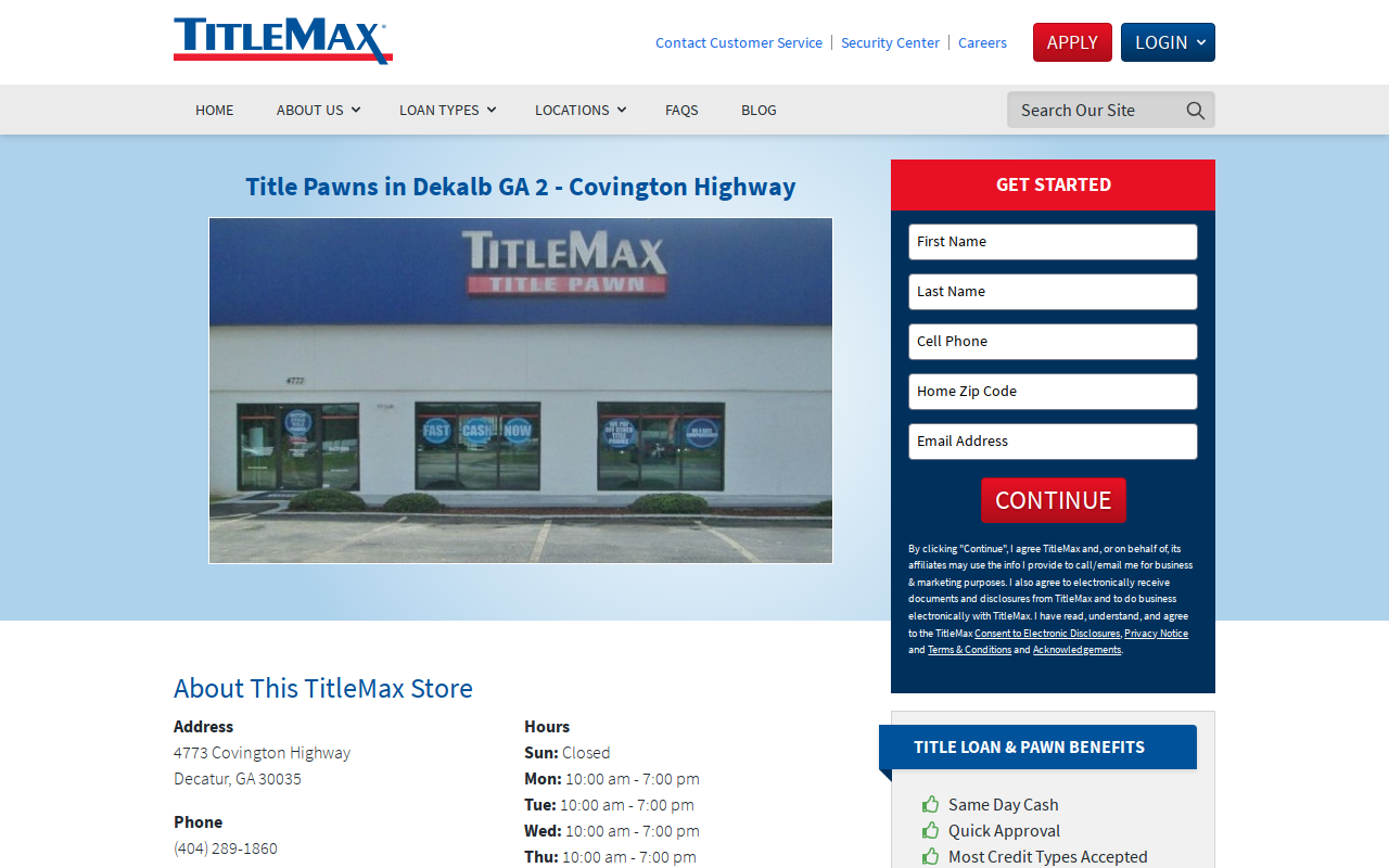 TitleMax Title Pawns website preview