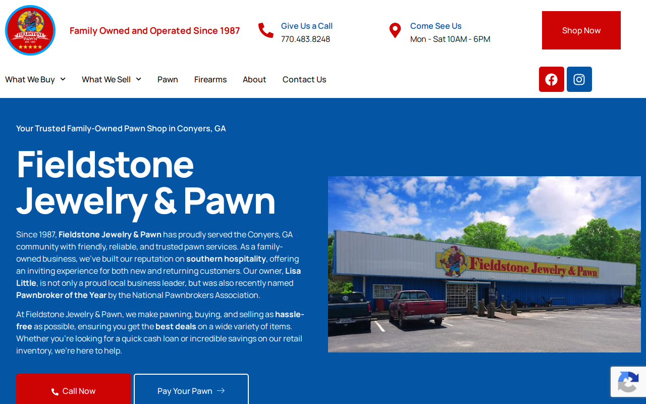 Fieldstone Jewelry and Pawn website preview