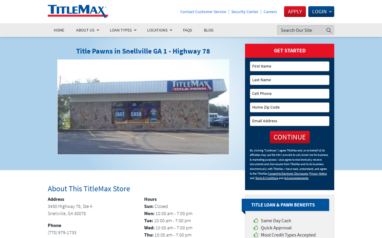 TitleMax Title Pawns website preview