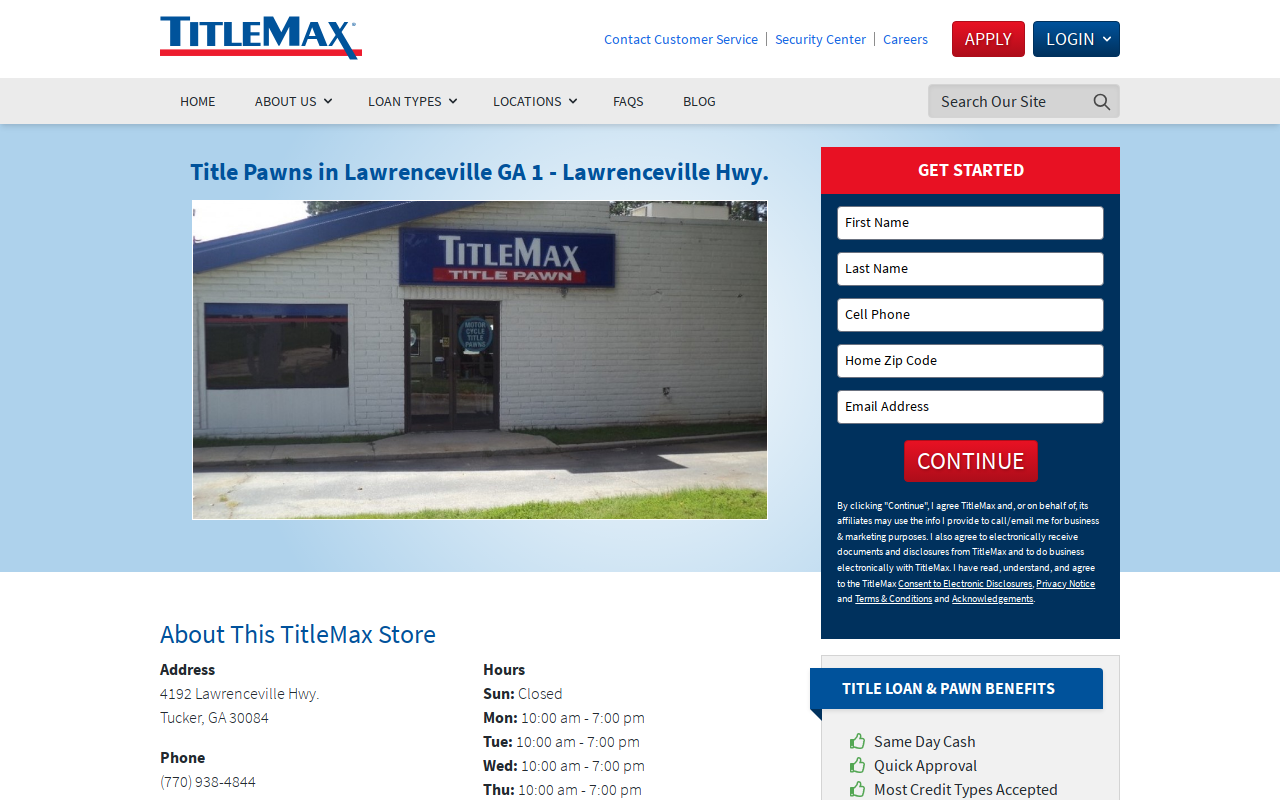 TitleMax Title Pawns website preview