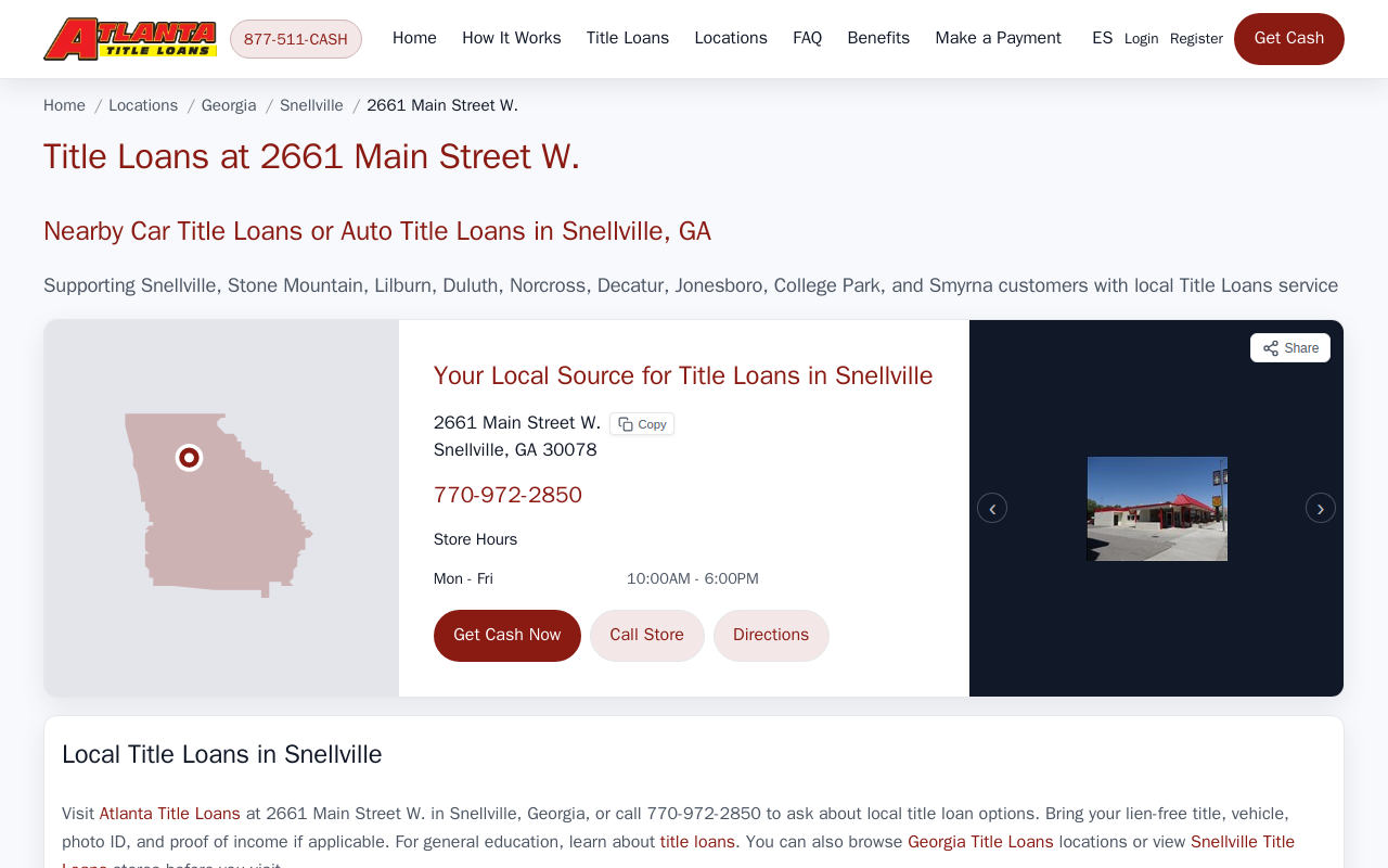 Atlanta Title Loans website preview