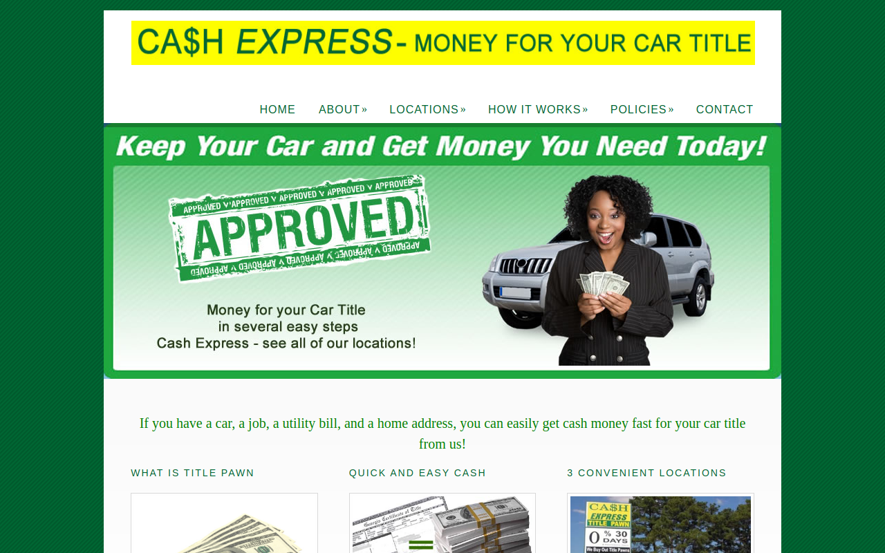 Cash Express Title Pawn website preview