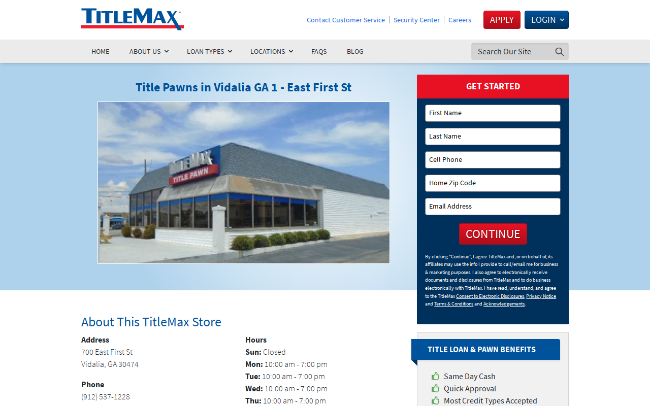 TitleMax Title Pawns website preview