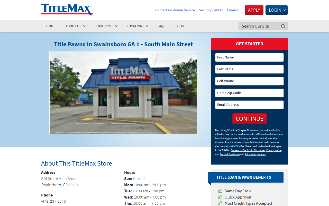 TitleMax Title Pawns website preview