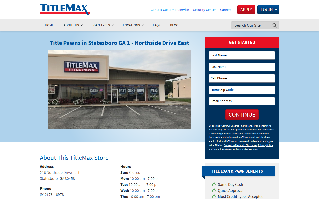 TitleMax Title Pawns website preview