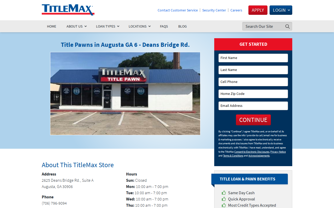 TitleMax Title Pawns website preview