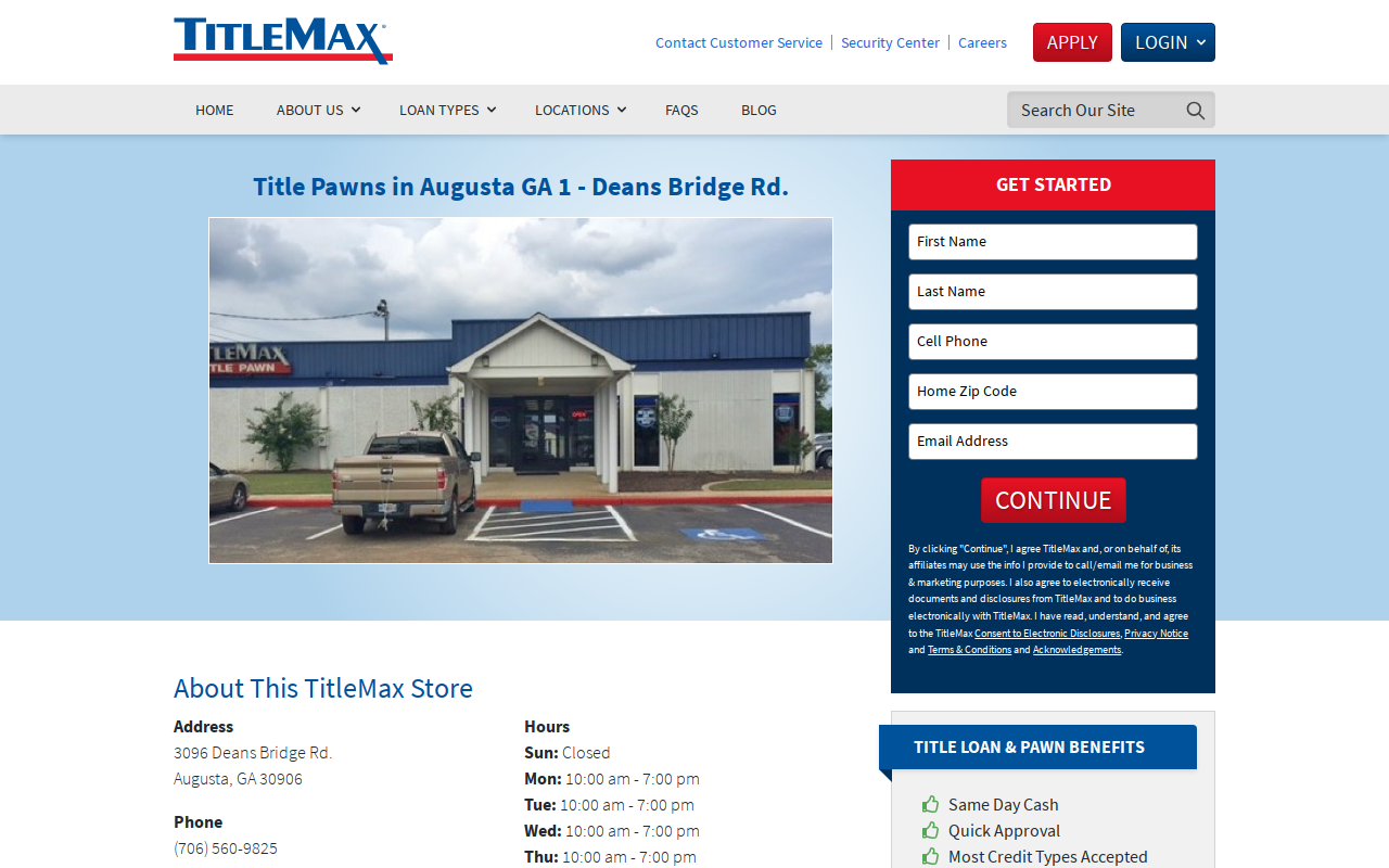 TitleMax Title Pawns website preview